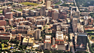 Arial view of the Texas Medical Center.