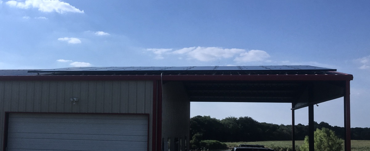 Solar panels on a metal roof